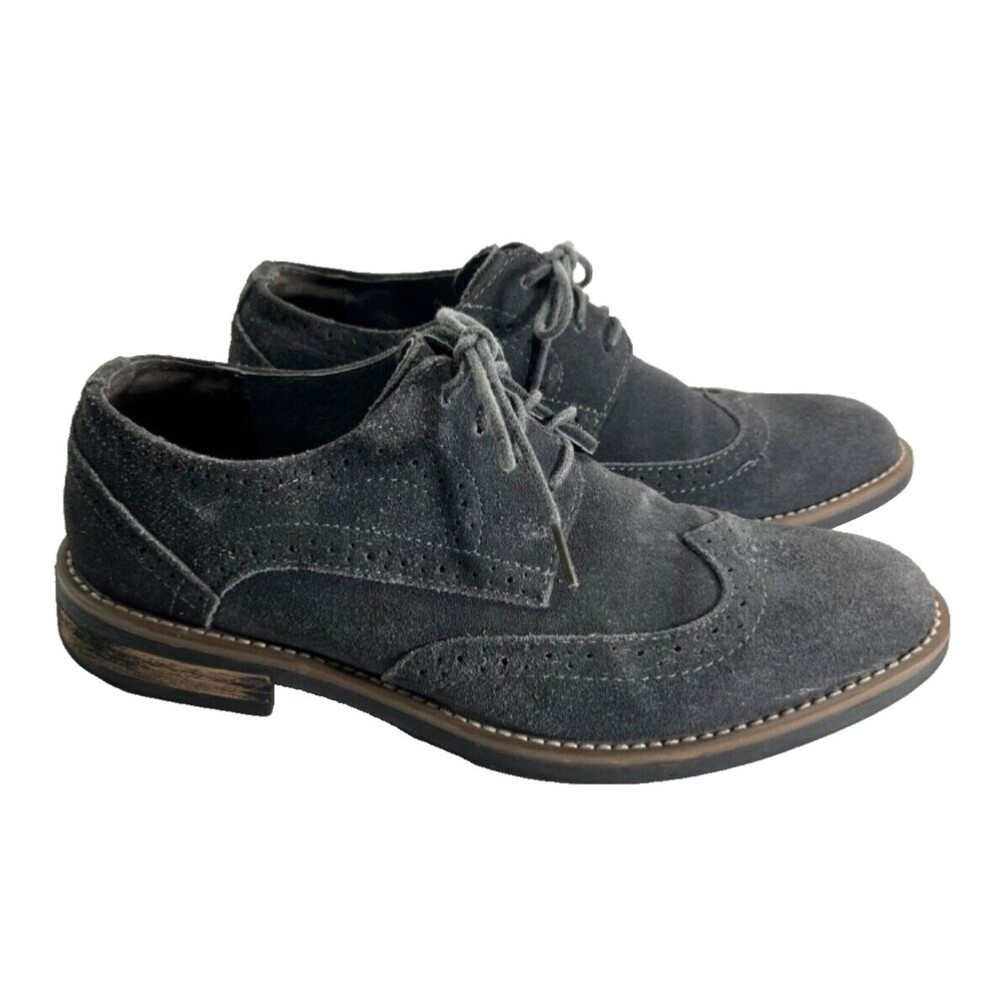 BRUNO MARC Gray Mens Size 8.5 Urban Oxford Shoes Lace Up Casual Wingtip Suede